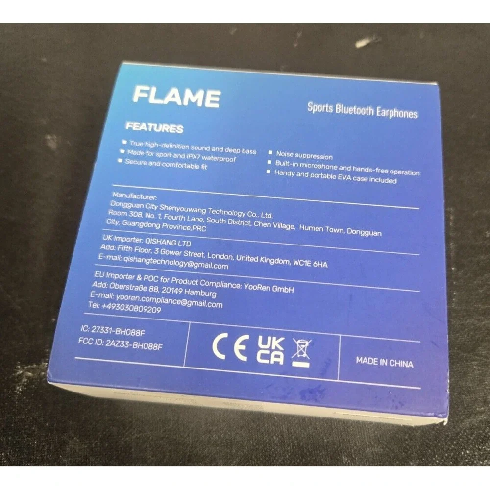 FLAME SPORTS BLUETOOTH EARPHONE MODEL# BH088F New In Package